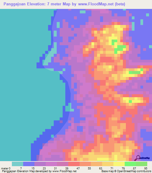 Panggajoan,Indonesia Elevation Map