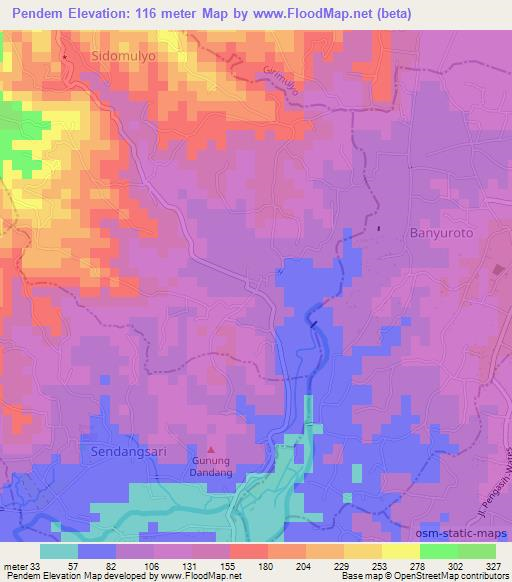 Pendem,Indonesia Elevation Map