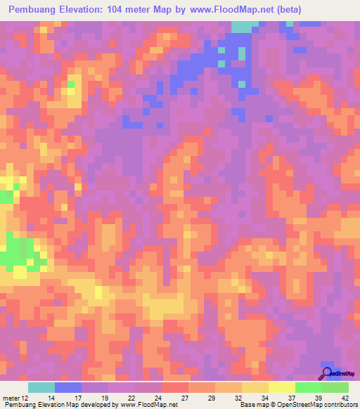 Pembuang,Indonesia Elevation Map