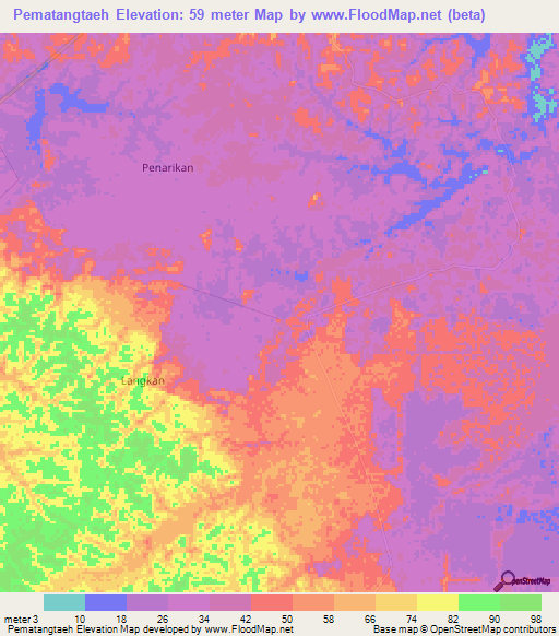 Pematangtaeh,Indonesia Elevation Map