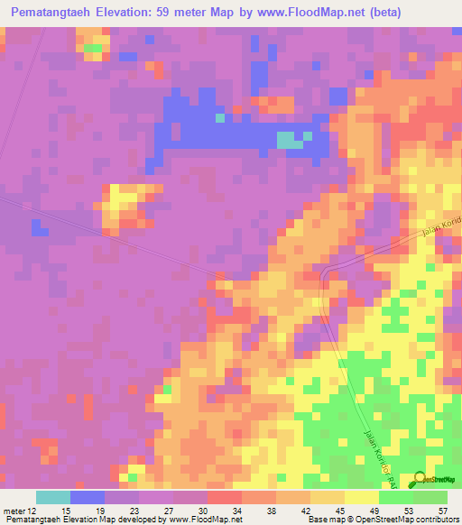 Pematangtaeh,Indonesia Elevation Map