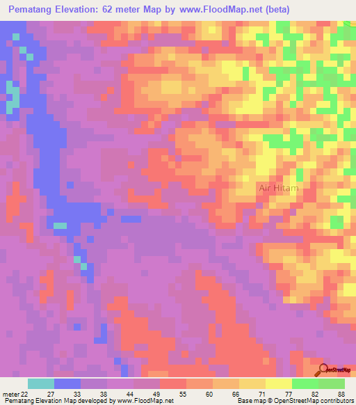 Pematang,Indonesia Elevation Map