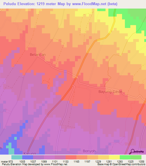 Peludu,Indonesia Elevation Map