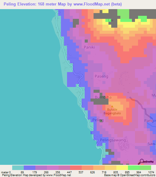 Peling,Indonesia Elevation Map