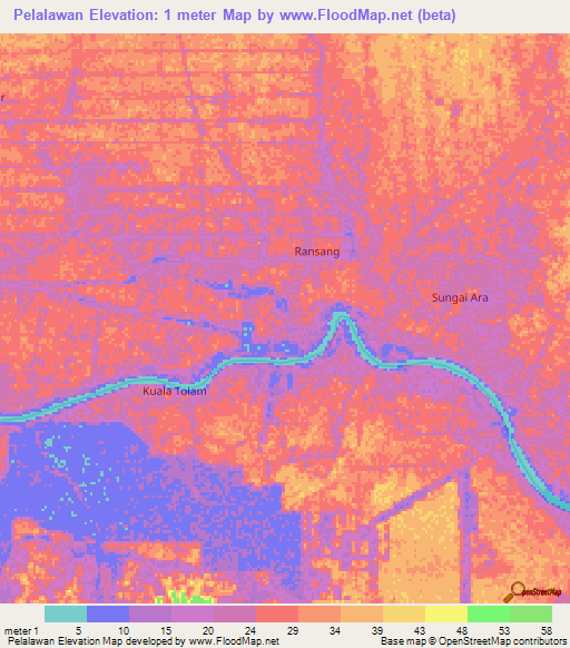 Pelalawan,Indonesia Elevation Map