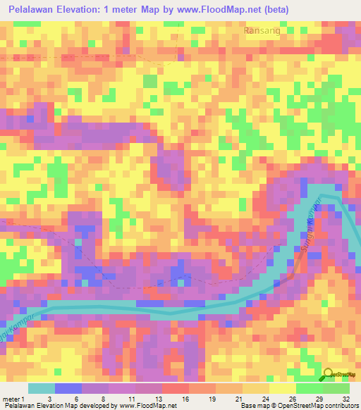 Pelalawan,Indonesia Elevation Map