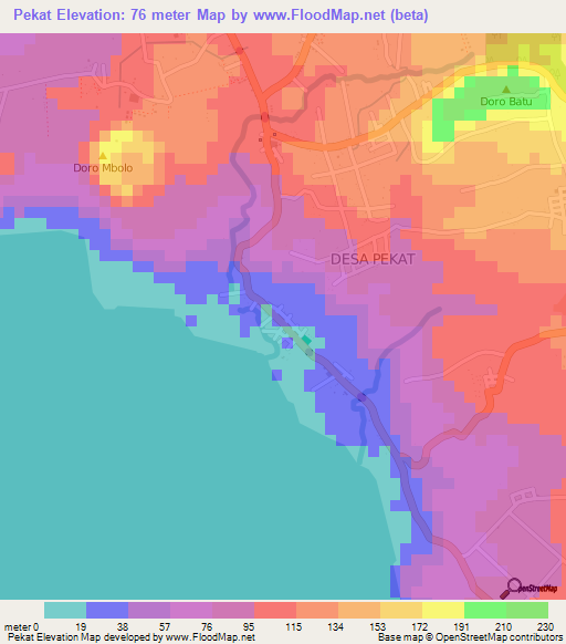 Pekat,Indonesia Elevation Map