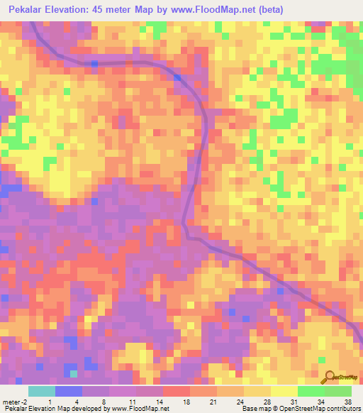 Pekalar,Indonesia Elevation Map