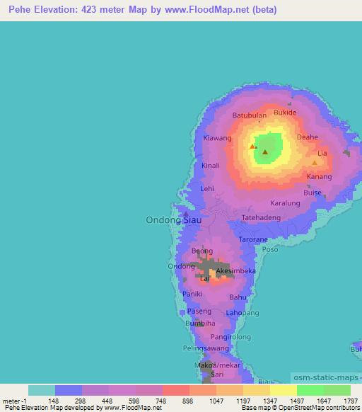 Pehe,Indonesia Elevation Map