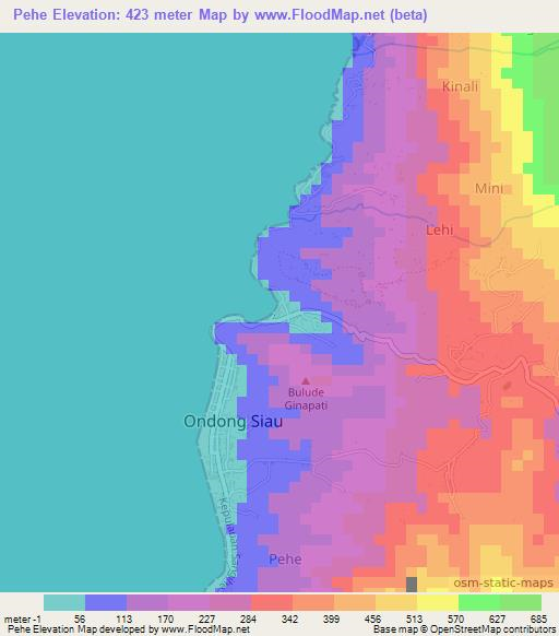 Pehe,Indonesia Elevation Map