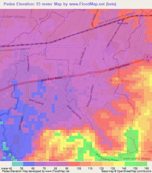 Pedes,Indonesia Elevation Map