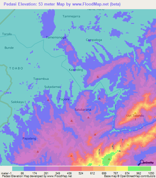 Pedasi,Indonesia Elevation Map