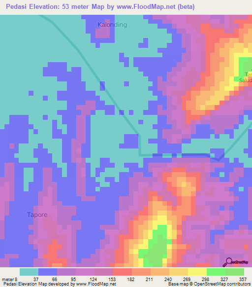 Pedasi,Indonesia Elevation Map