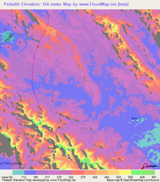 Pedadih,Indonesia Elevation Map