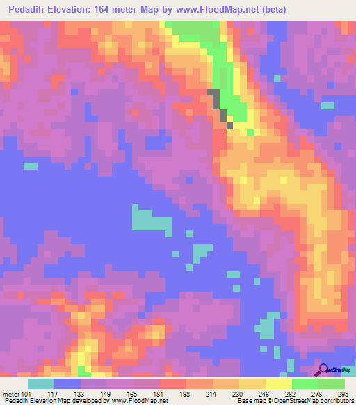 Pedadih,Indonesia Elevation Map