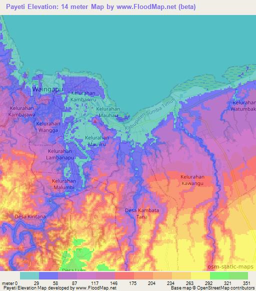 Payeti,Indonesia Elevation Map