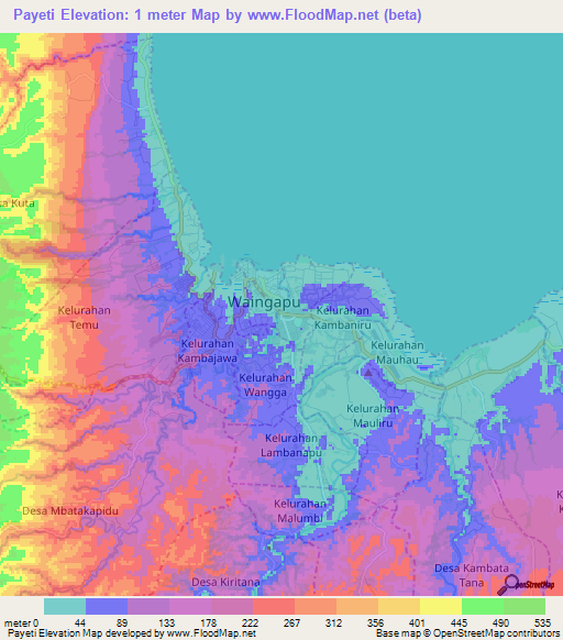 Payeti,Indonesia Elevation Map