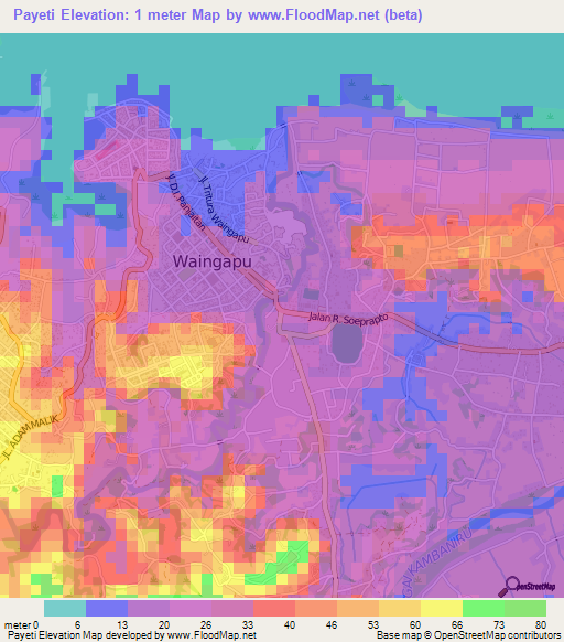 Payeti,Indonesia Elevation Map