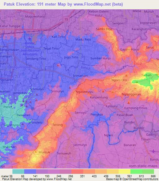 Patuk,Indonesia Elevation Map