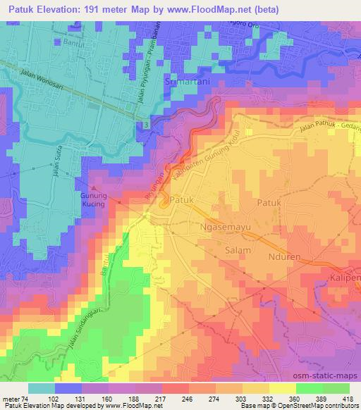 Patuk,Indonesia Elevation Map