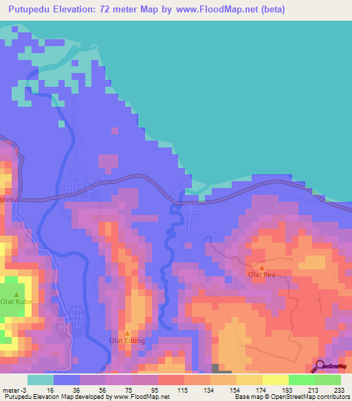 Putupedu,Indonesia Elevation Map