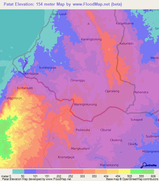 Patat,Indonesia Elevation Map