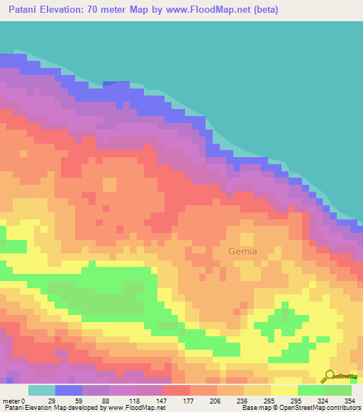 Patani,Indonesia Elevation Map