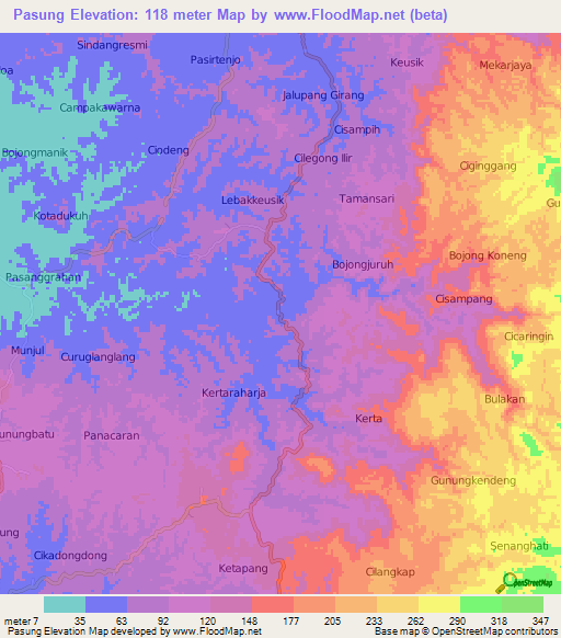 Pasung,Indonesia Elevation Map