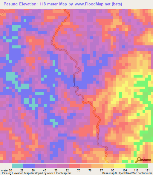 Pasung,Indonesia Elevation Map