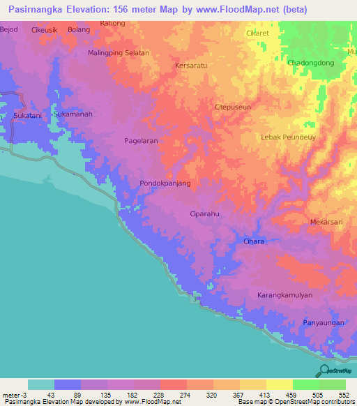 Pasirnangka,Indonesia Elevation Map