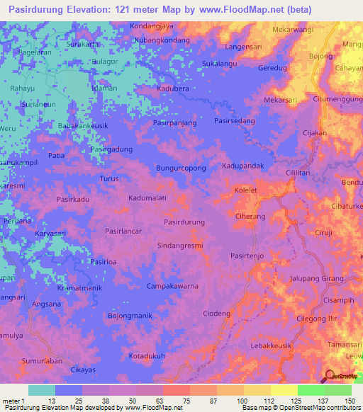 Pasirdurung,Indonesia Elevation Map