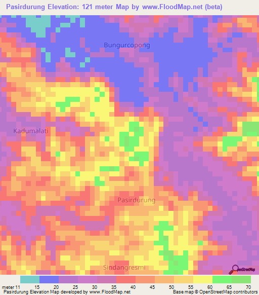 Pasirdurung,Indonesia Elevation Map