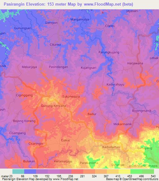 Pasirangin,Indonesia Elevation Map