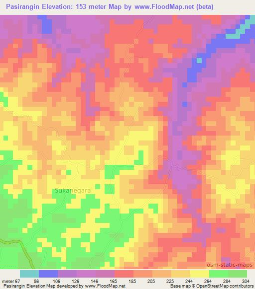 Pasirangin,Indonesia Elevation Map