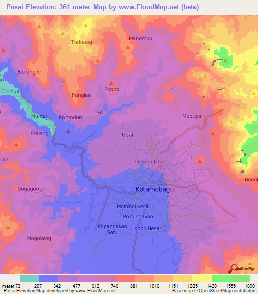 Passi,Indonesia Elevation Map