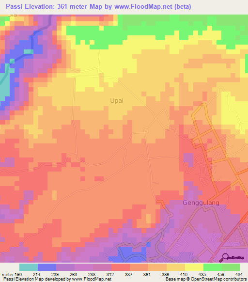 Passi,Indonesia Elevation Map