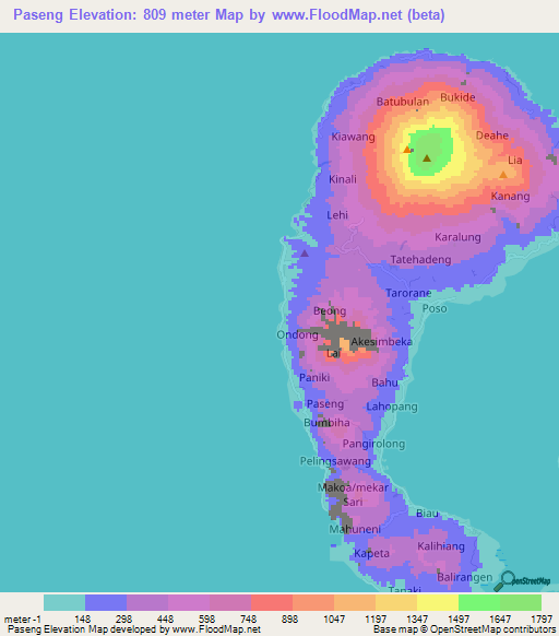 Paseng,Indonesia Elevation Map