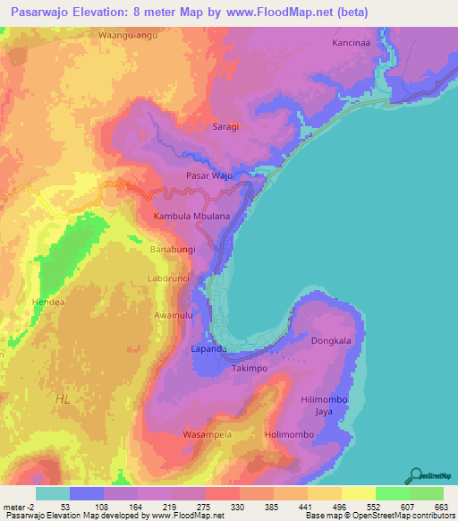 Pasarwajo,Indonesia Elevation Map