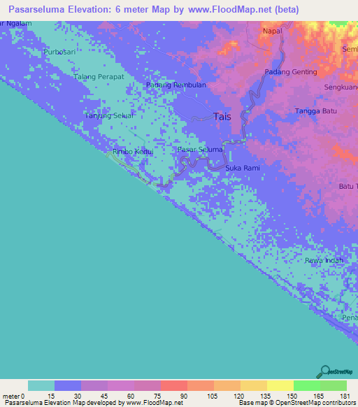 Pasarseluma,Indonesia Elevation Map