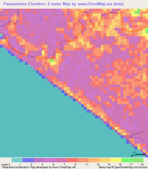 Pasarseluma,Indonesia Elevation Map