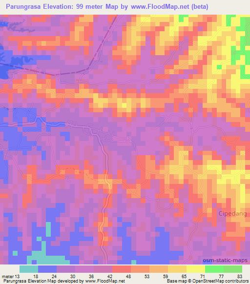 Parungrasa,Indonesia Elevation Map