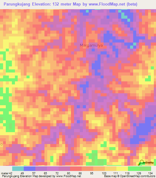 Parungkujang,Indonesia Elevation Map