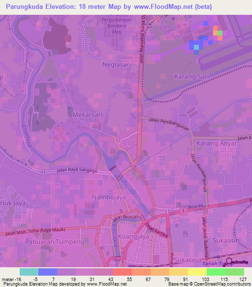 Parungkuda,Indonesia Elevation Map