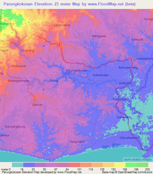 Parungkokosan,Indonesia Elevation Map