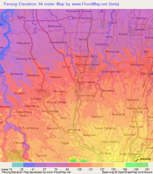 Parung,Indonesia Elevation Map