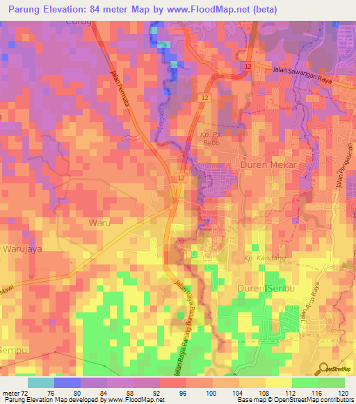 Parung,Indonesia Elevation Map