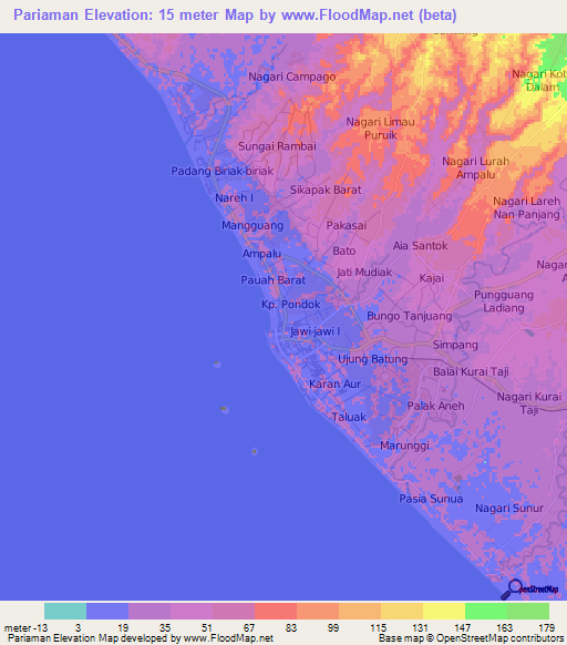 Pariaman,Indonesia Elevation Map