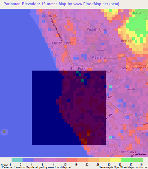 Pariaman,Indonesia Elevation Map