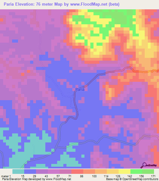 Paria,Indonesia Elevation Map