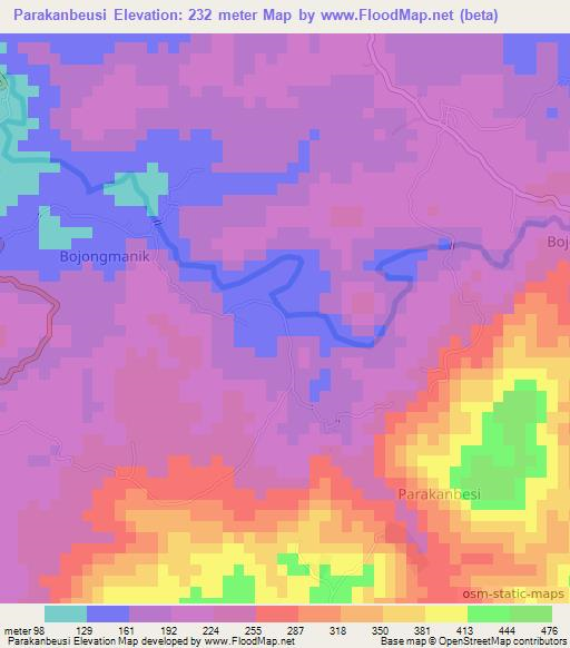 Parakanbeusi,Indonesia Elevation Map